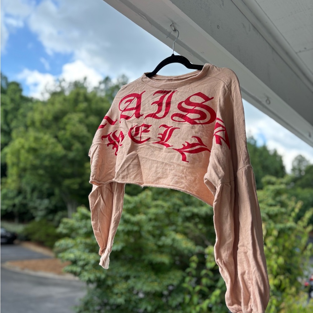 Fashion Nova Beige and Red Crop Top